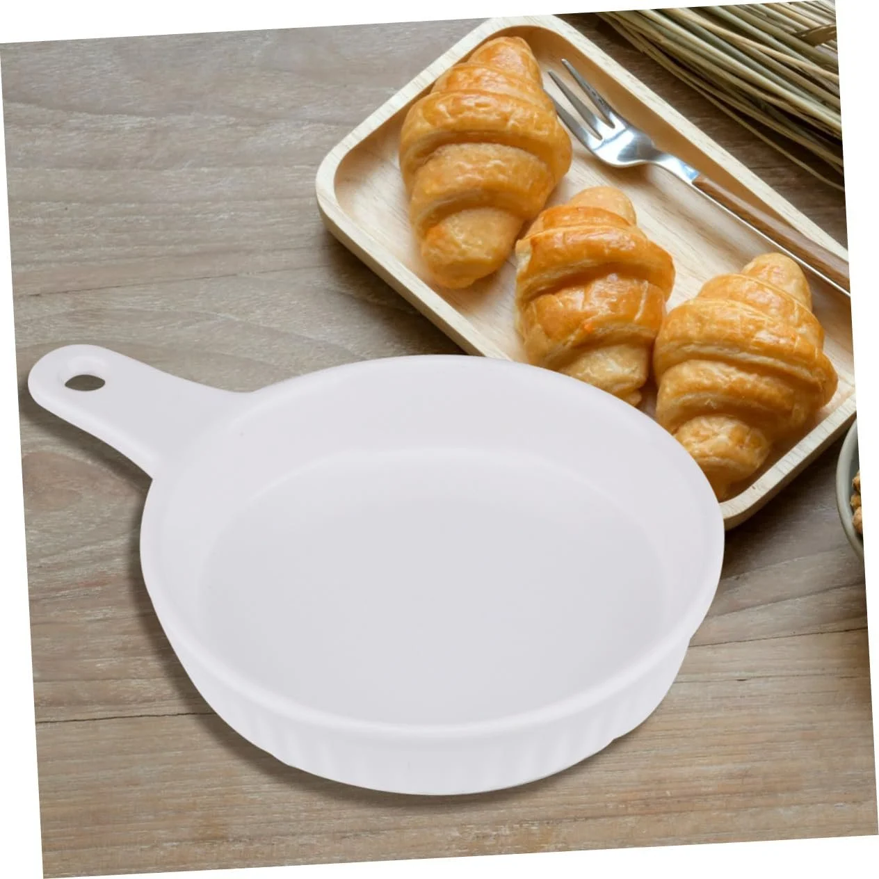 Форма для запікання LIFKOME керамічна кругла біла з однією ручкою, фото №7