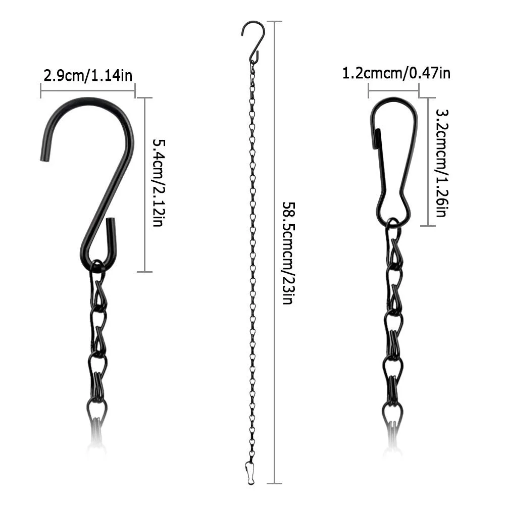 Металлические цепи для подвешивания 16 шт с зажимами и S-образными крючками черные, фото №6