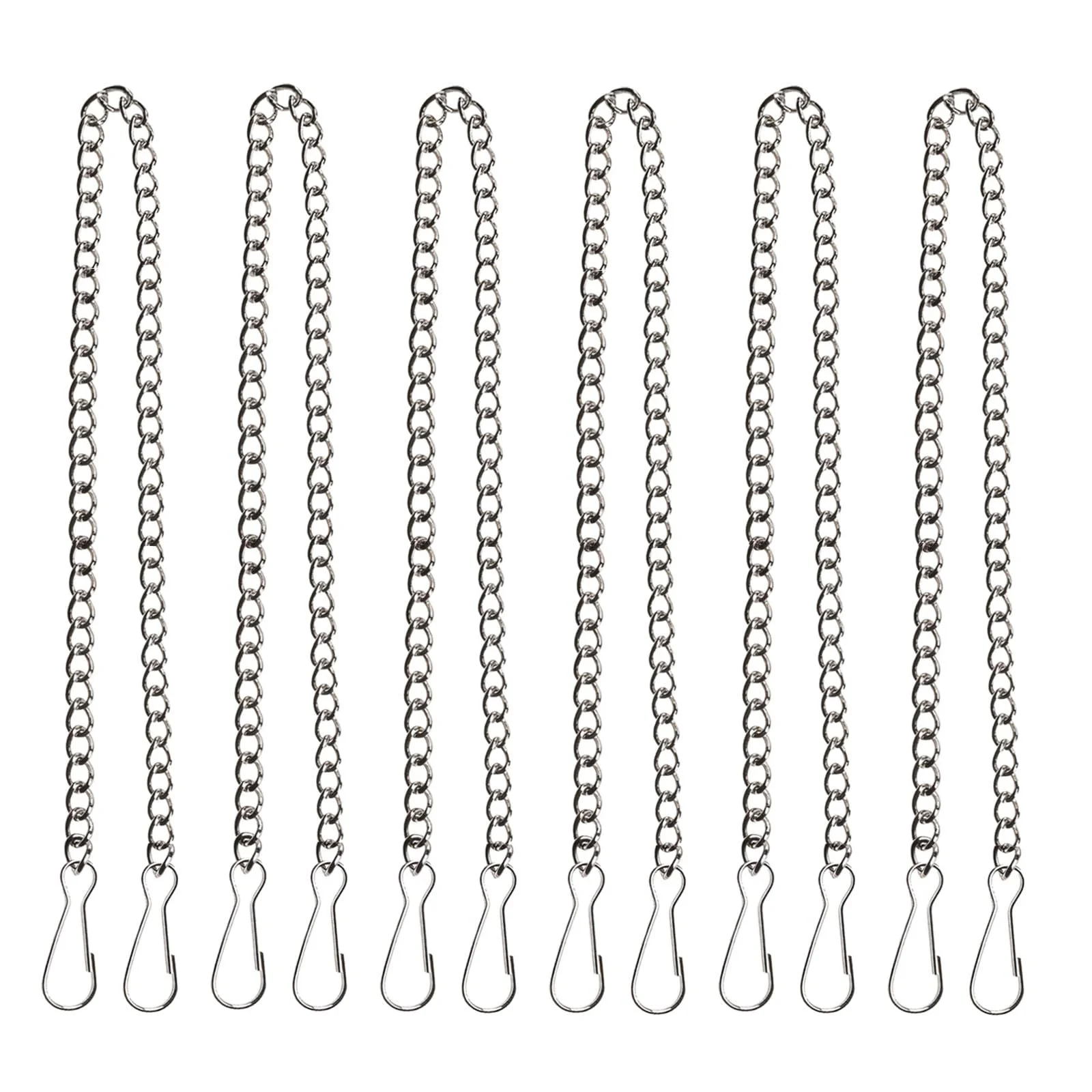 Набір ланцюжків для підвісних кошиків Металеві регульовані для годівниць та декору, 6 шт., 50 см, Сріблястий, фото №1