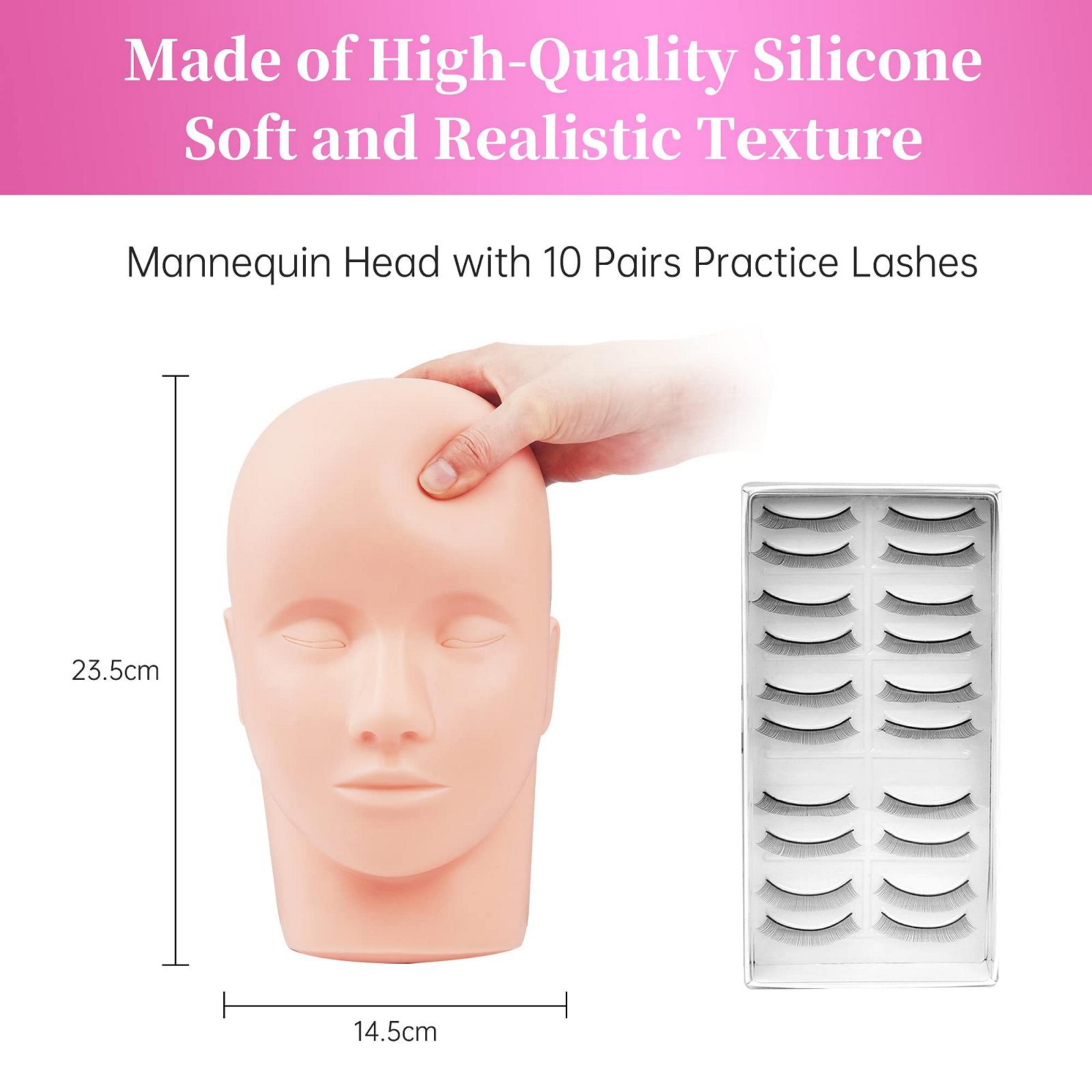 Голова манекена Beauty7 Eyelash Extension Practice Head з 10 парами тренувальних вій, фото №4