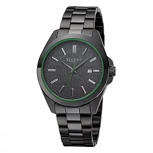 Кварцевые часы REGENT Черный/Зеленый 11150788, Черный-черный-зеленый, Браслет - Фото 1