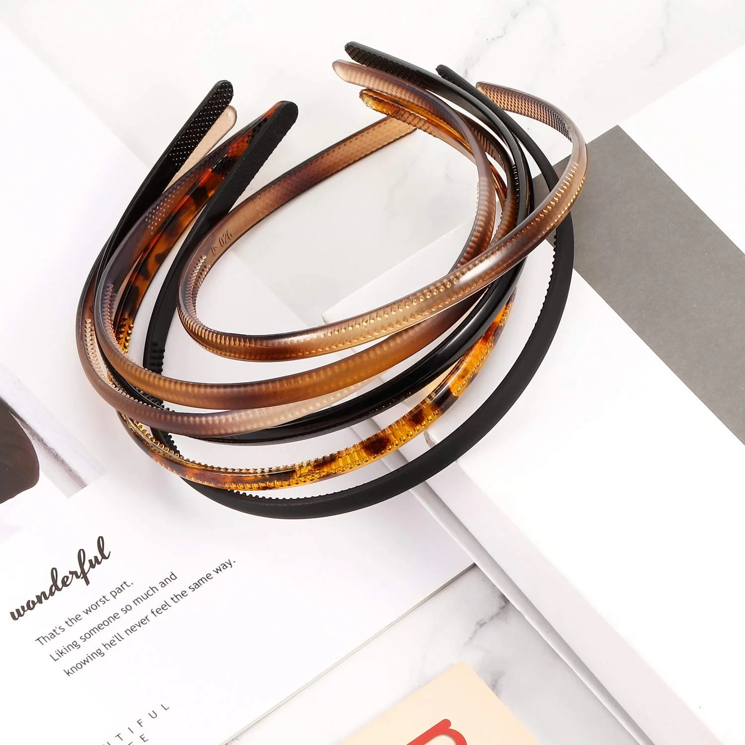 Обруч для волосся Пластиковий Простий 8 мм, 6 штук, Багатокольоровий, фото №6