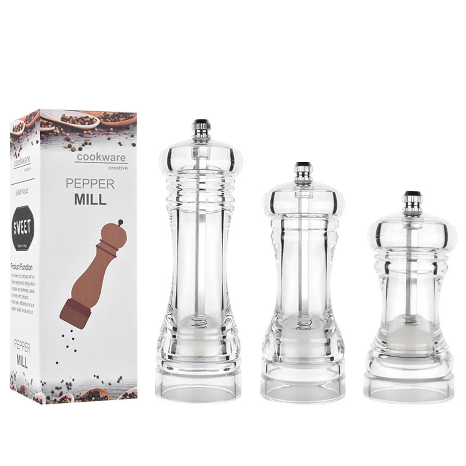 Млин для солі та перцю Акриловий Простий у використанні Пляшка, фото №4