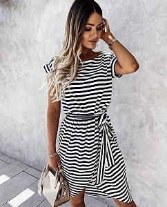 Женское летнее стильное платье в полоску GF04172 цвет черный размер 46/48 - Фото 1