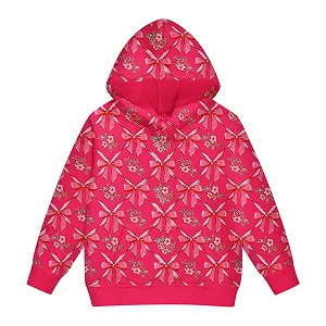 Толстовка с капюшоном для девочек, милый принт с бантиками, полный принт R, пуловер, для повседневной носки, для школы, для активного отдыха, из мягкой ткани, для возраста 2-12 лет - Фото 1