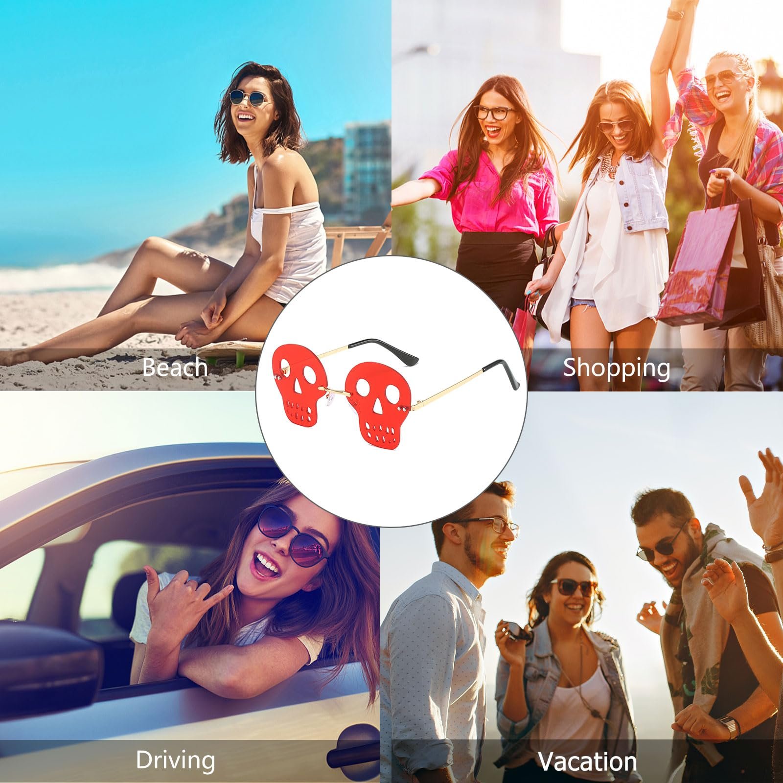 Сонцезахисні окуляри YAMEIZE Без оправи Череп Жіночі Вінтажні Металеві, фото №6