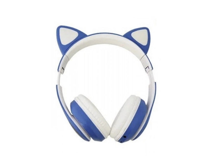 Беспроводные Bluetooth-наушники с ушками Cat Ear VZV-24M/8079 LED Синие, фото №4