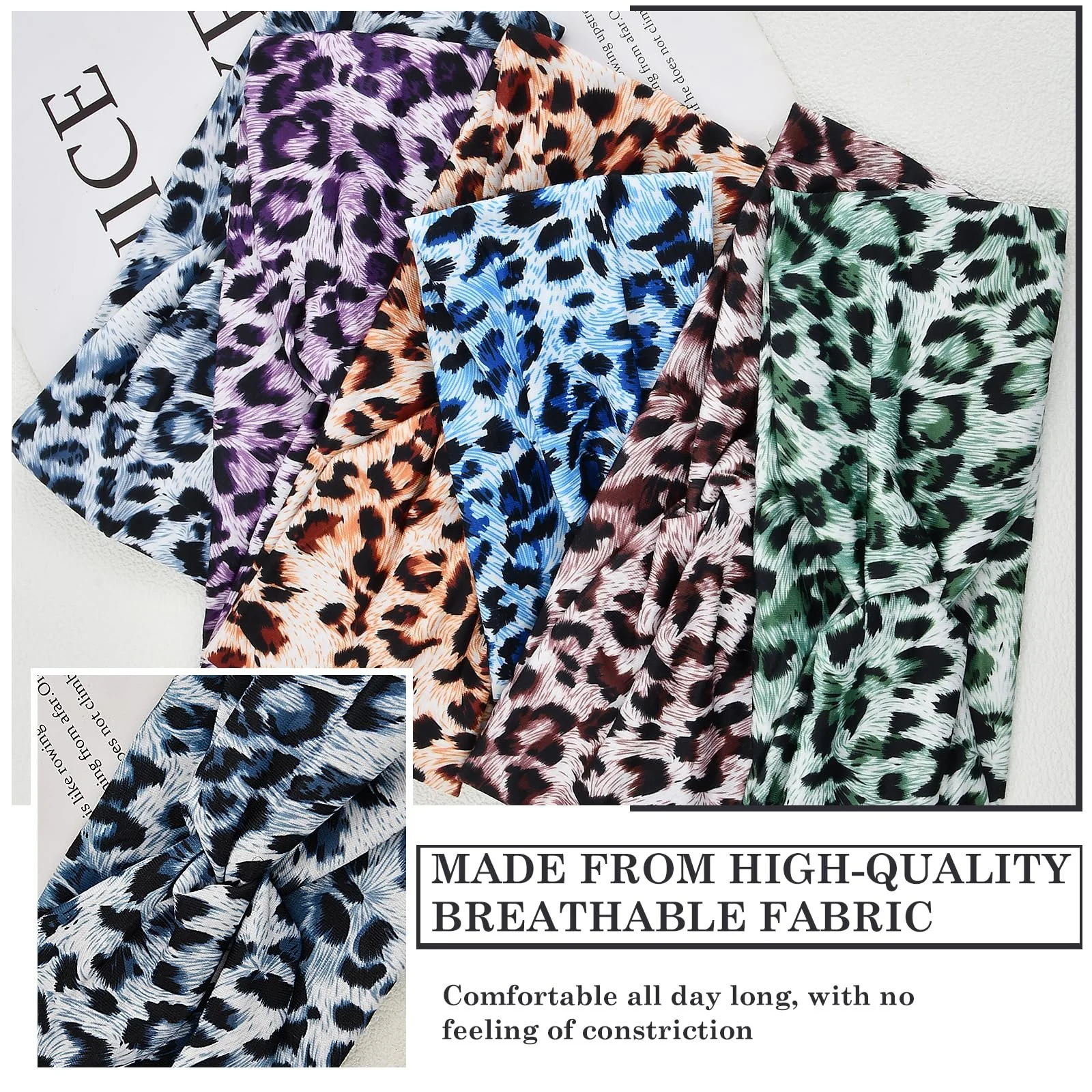 Жіноча Пов'язка на Голову з Леопардовим Принтом, Широка, Еластична, фото №3 Жіноча Пов'язка на Голову з Леопардовим Принтом, Широка, Еластична, фото №3