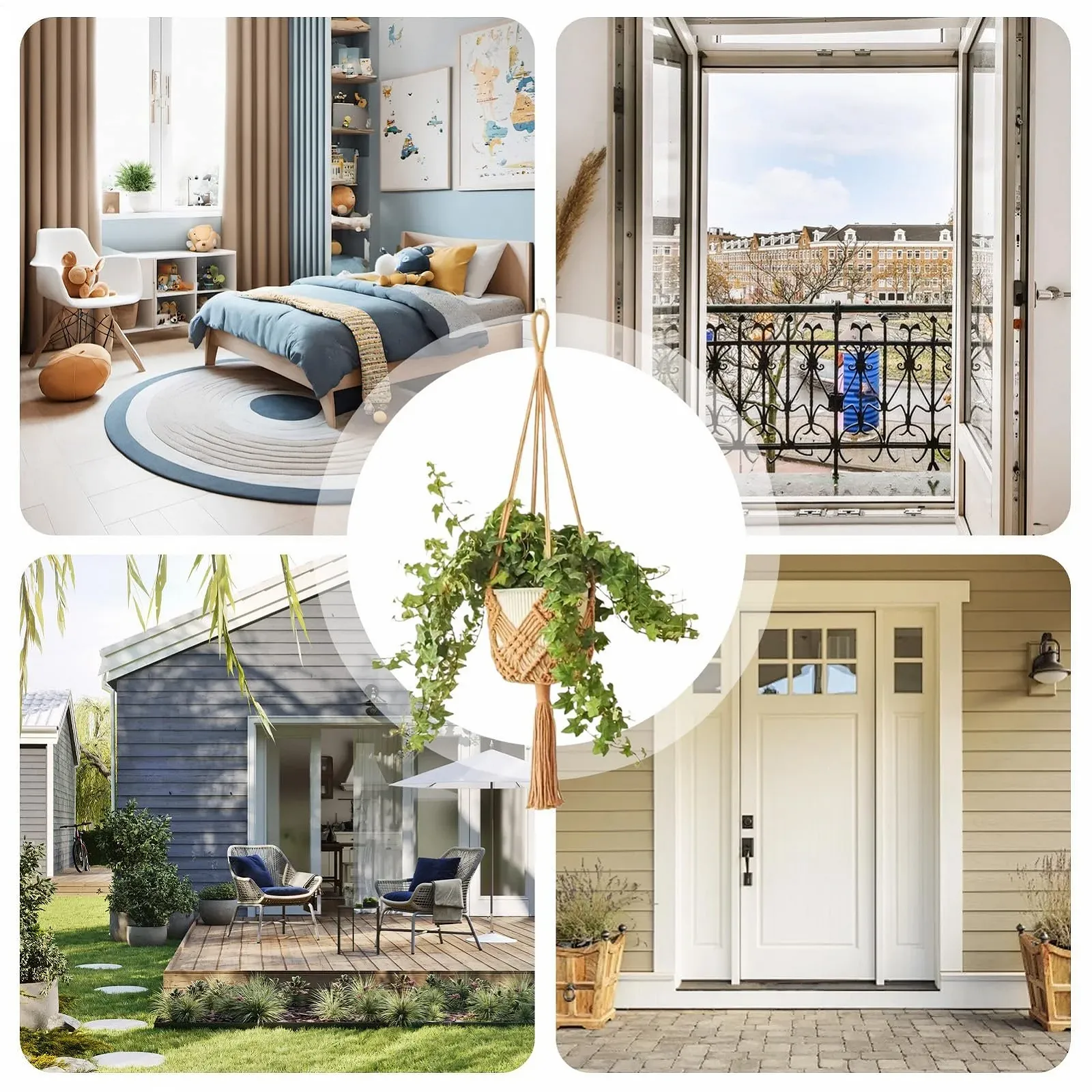 Підвіси для рослин Набір з 2 шт. Макраме Плетені Бохо, фото №4