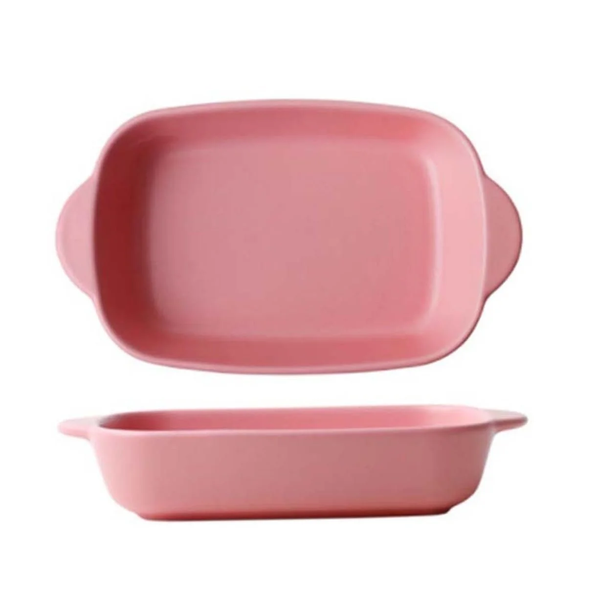 Форма для випічки GALPADA керамічна термостійка з ручками для мікрохвильової печі та духовки Рожева, фото №9