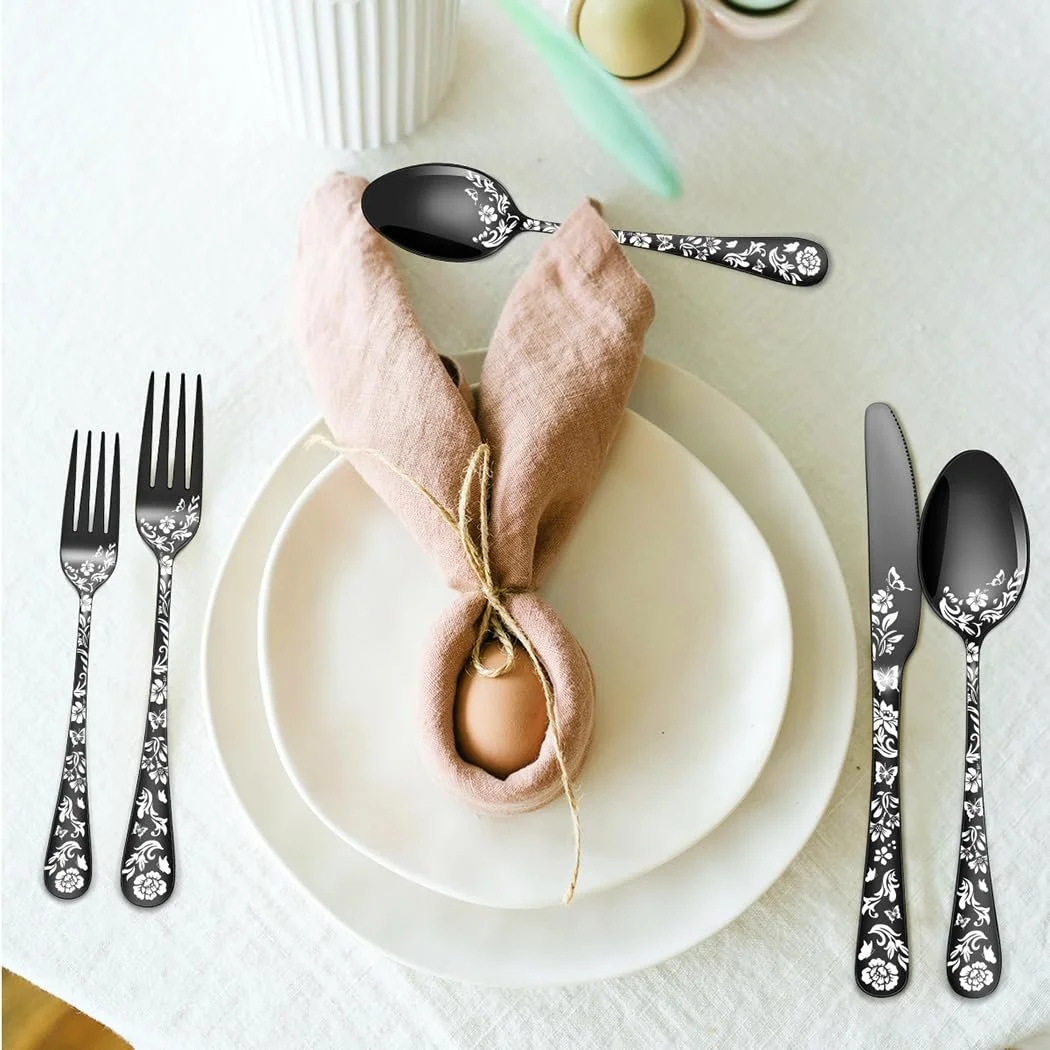 Набор столовых приборов XIAOYU 5 предметов, черный, пищевая нержавеющая сталь, фото №5 Набор столовых приборов XIAOYU 5 предметов, черный, пищевая нержавеющая сталь, фото №5