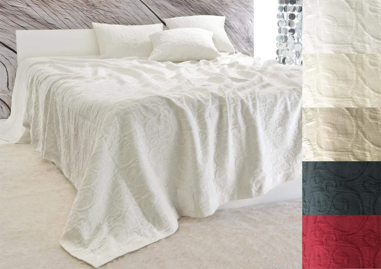 Покривало Wohnen & Accessoires GmbH & Co. KG Elegant "Fleur" Тканина 100% Бавовна 260 x 300 см Білий, фото №1