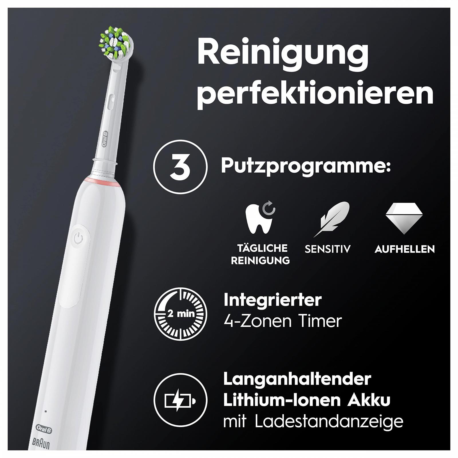 Електрична зубна щітка Oral-B PRO 3 3000 з 2 змінними насадками Sensitive Clean 3 режими Біла, фото №4