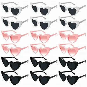 Сонцезахисні окуляри у формі серця (18 шт.) Чорний, білий, рожевий - Фото 1