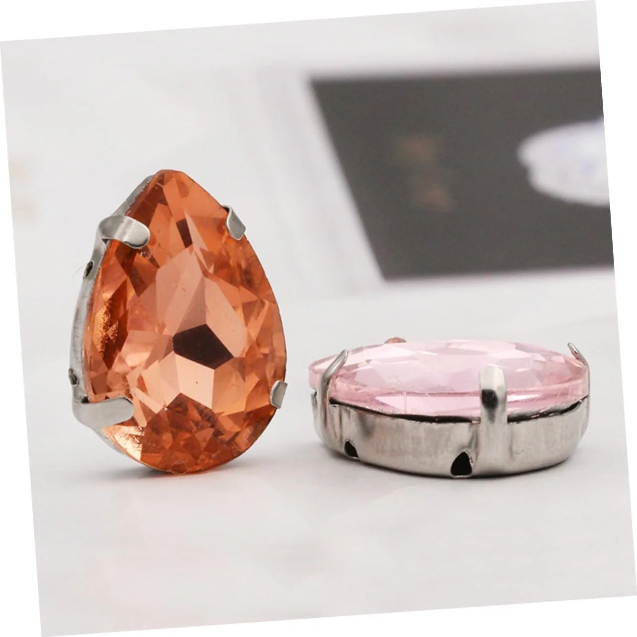 Стразы Хрустальные с коготками 150 шт., стеклянные камни в форме капли, смешанные цвета, фото №2