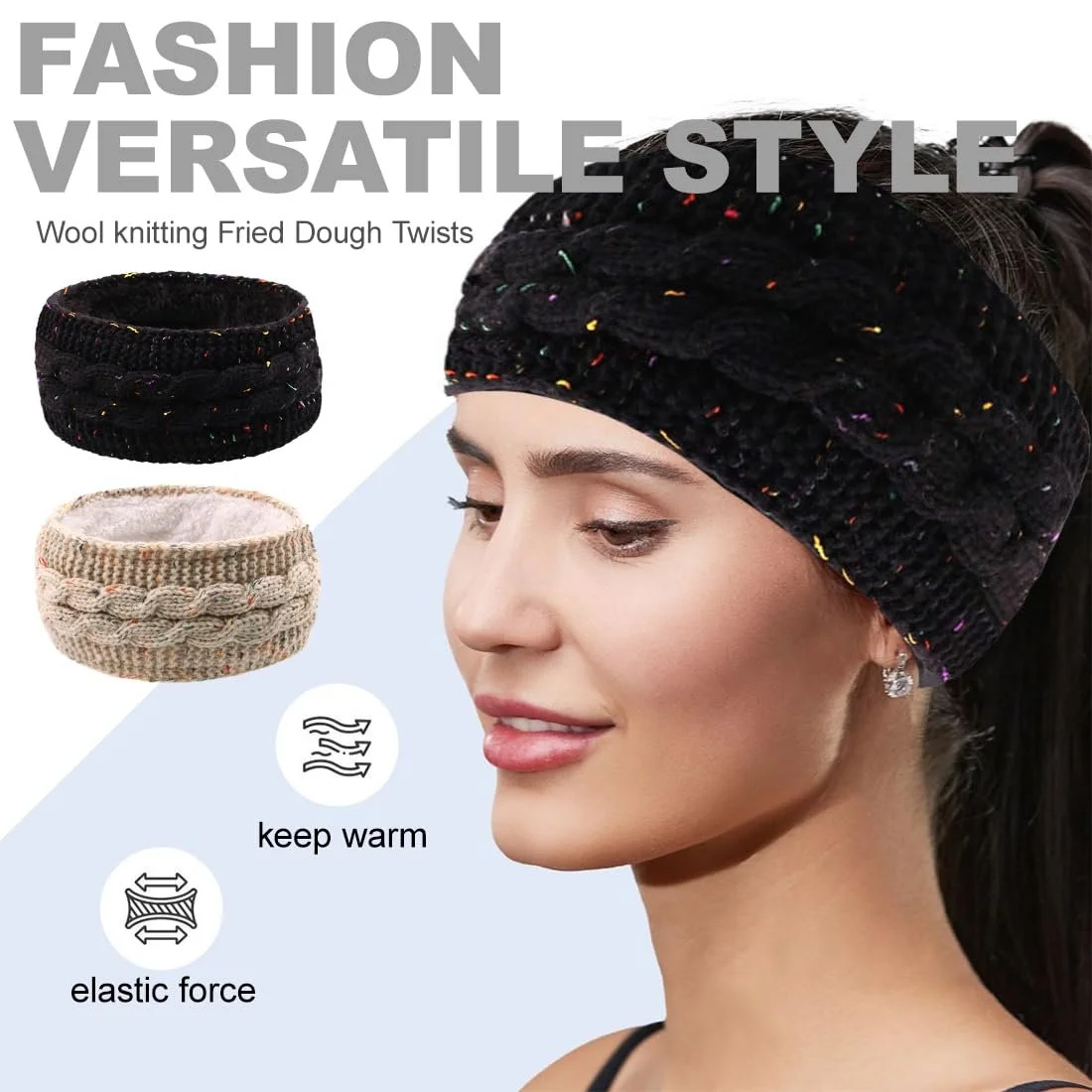 В'язана Пов'язка на Голову, 2 шт, фото №6