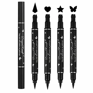 Подводка 2 в 1 с двойным штампом Черная Водостойкая (квадрат, сердце, звезда) - Фото 1