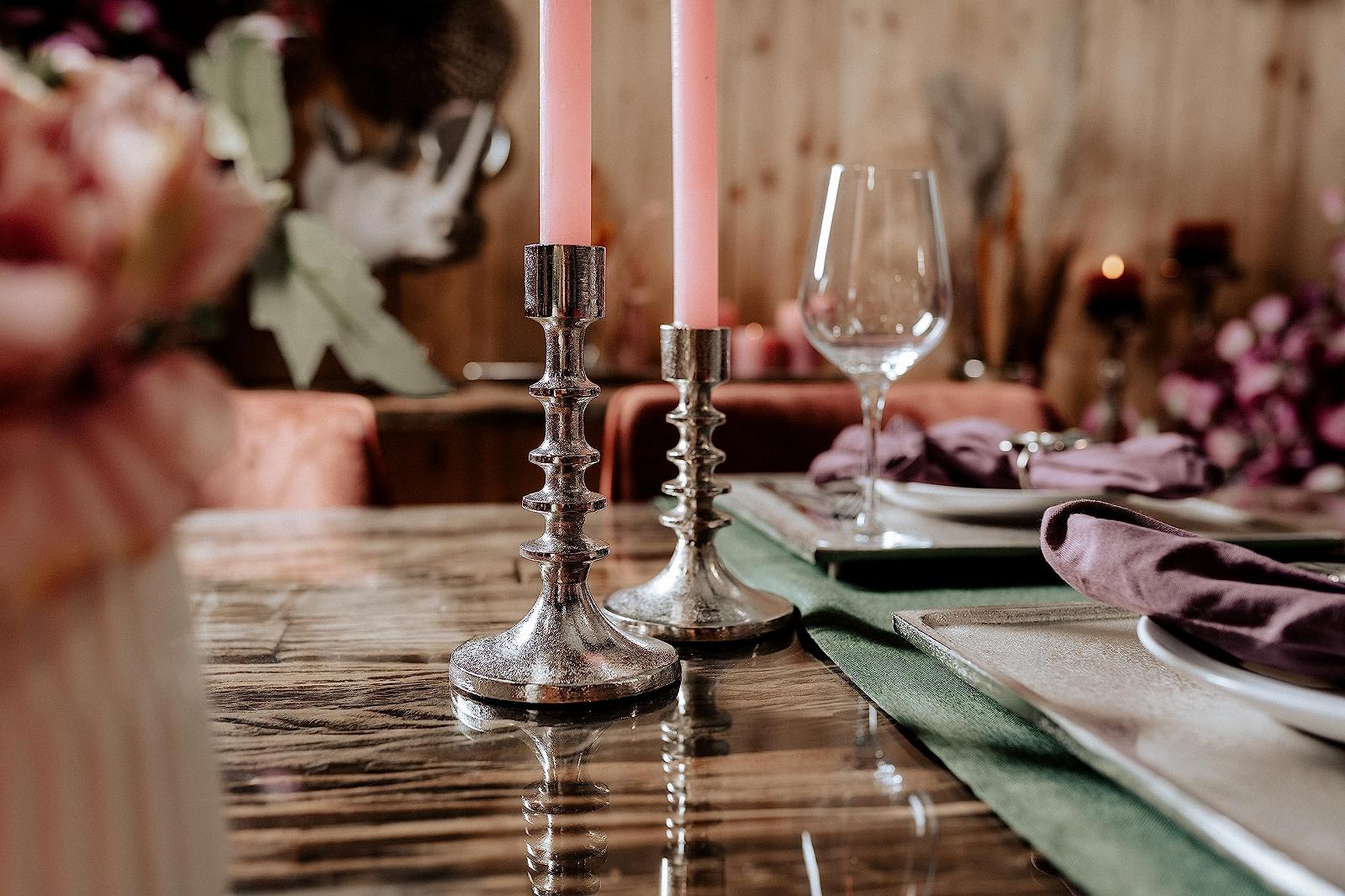 Набор Свечники Алюминий Серебряный Декор H 15 и 19 см, фото №5