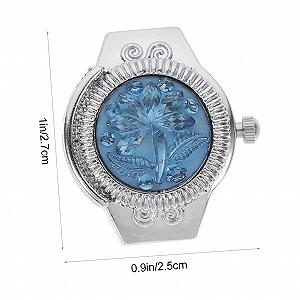 Кольцо-часы Healvian, золотистые круглые наручные часы, мини-часы, декоративные часы, цинковый сплав, синий synthetic.ua - Фото 1