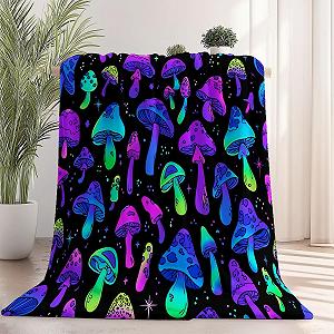 Покривало З принтом Фланелева 100 x 130 см, Фантазія Неонові Гриби - Фото 1