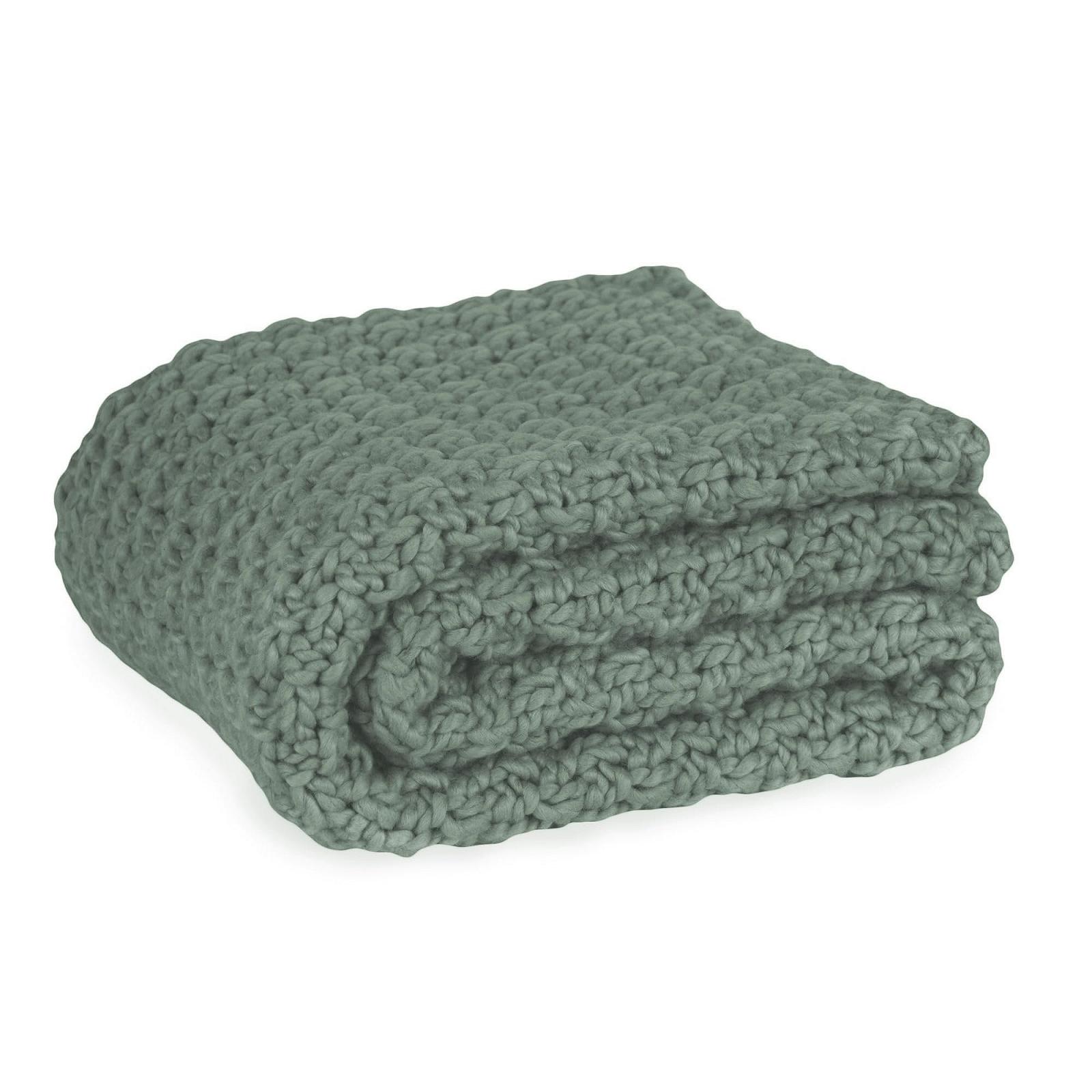 В'язане покривало UNUS, зелений, 150 x 130 см, груба структура, фото №1 В'язане покривало UNUS, зелений, 150 x 130 см, груба структура, фото №1