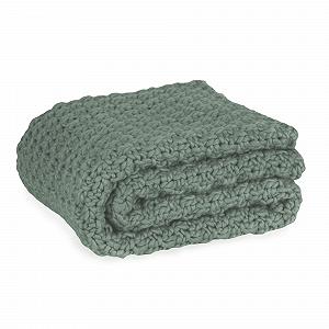 В'язане покривало UNUS, зелений, 150 x 130 см, груба структура - Фото 1