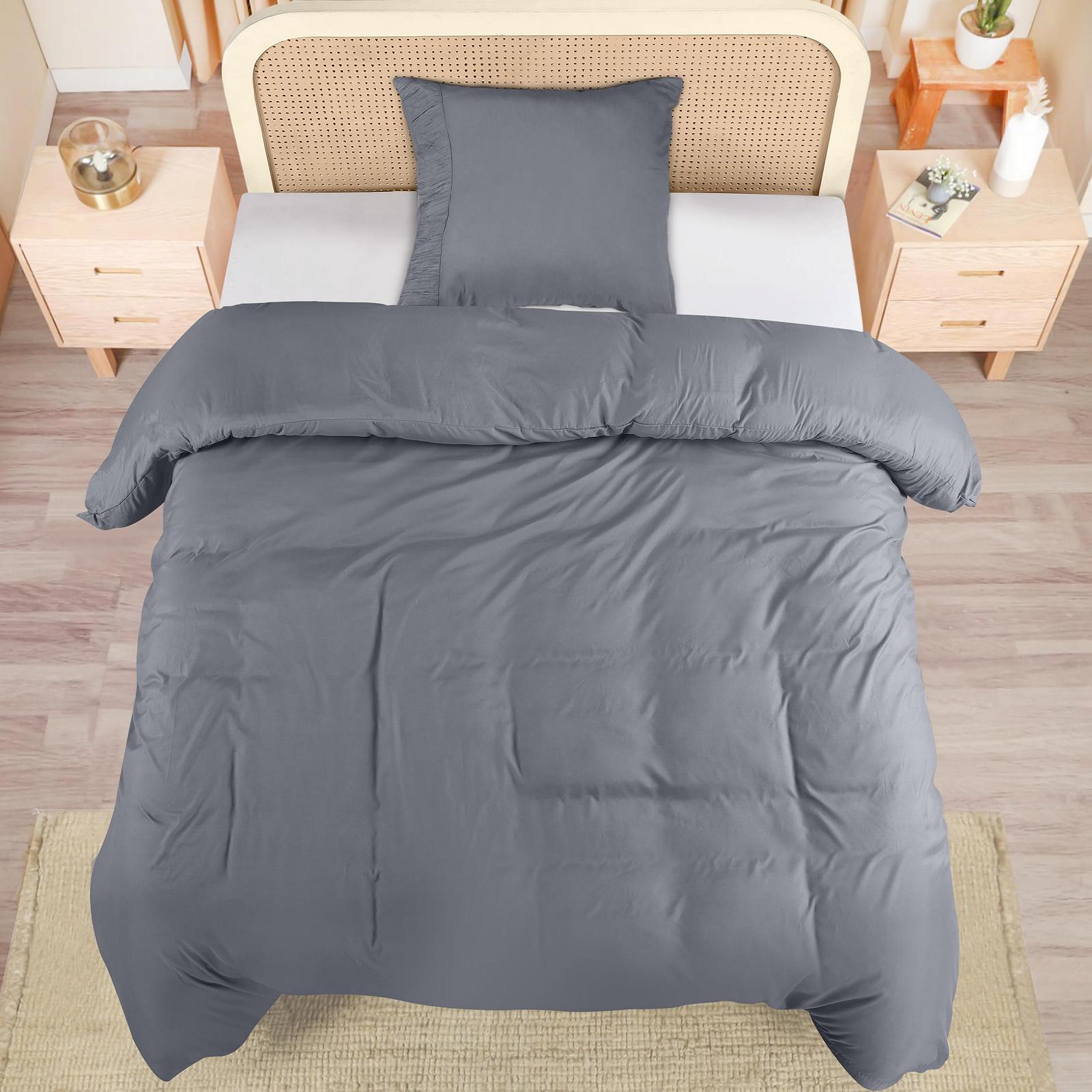 Комплект постільної білизни Utopia Bedding, 135 x 200 см - підковдра з мікрофібри, поліестер, 135 x 200 см + 1 наволочка з плісированим краєм, 80 x 80 см - сірий, фото №8