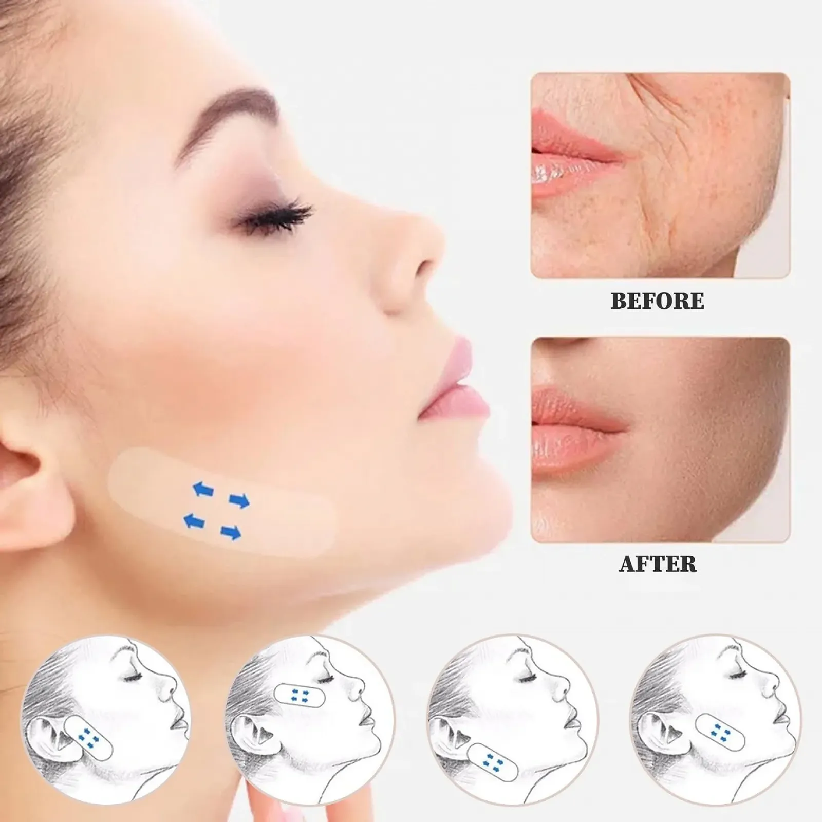 Стрічка для підтяжки обличчя V-подібна 120 штук Водонепроникна, фото №5