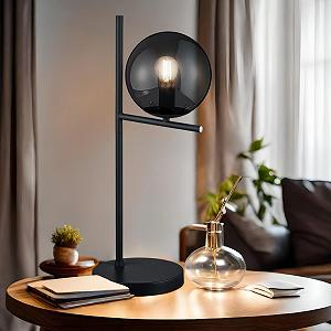 Настільна лампа etc-shop скляна куля димчаста антрацит метал 1 x E14 18 x 52 см synthetic.ua - Фото 1