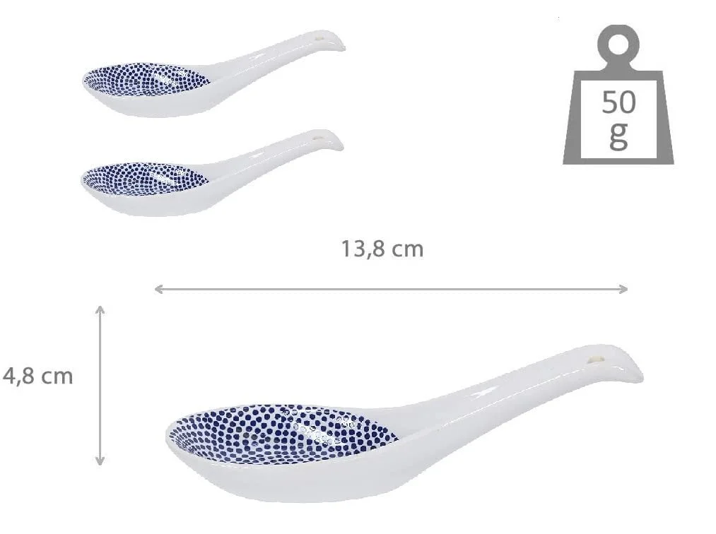Ложка Фарфор Tokyo Design Studio White Basics Accessories White and Blue Dots 13.5 см Набір з 2, фото №3