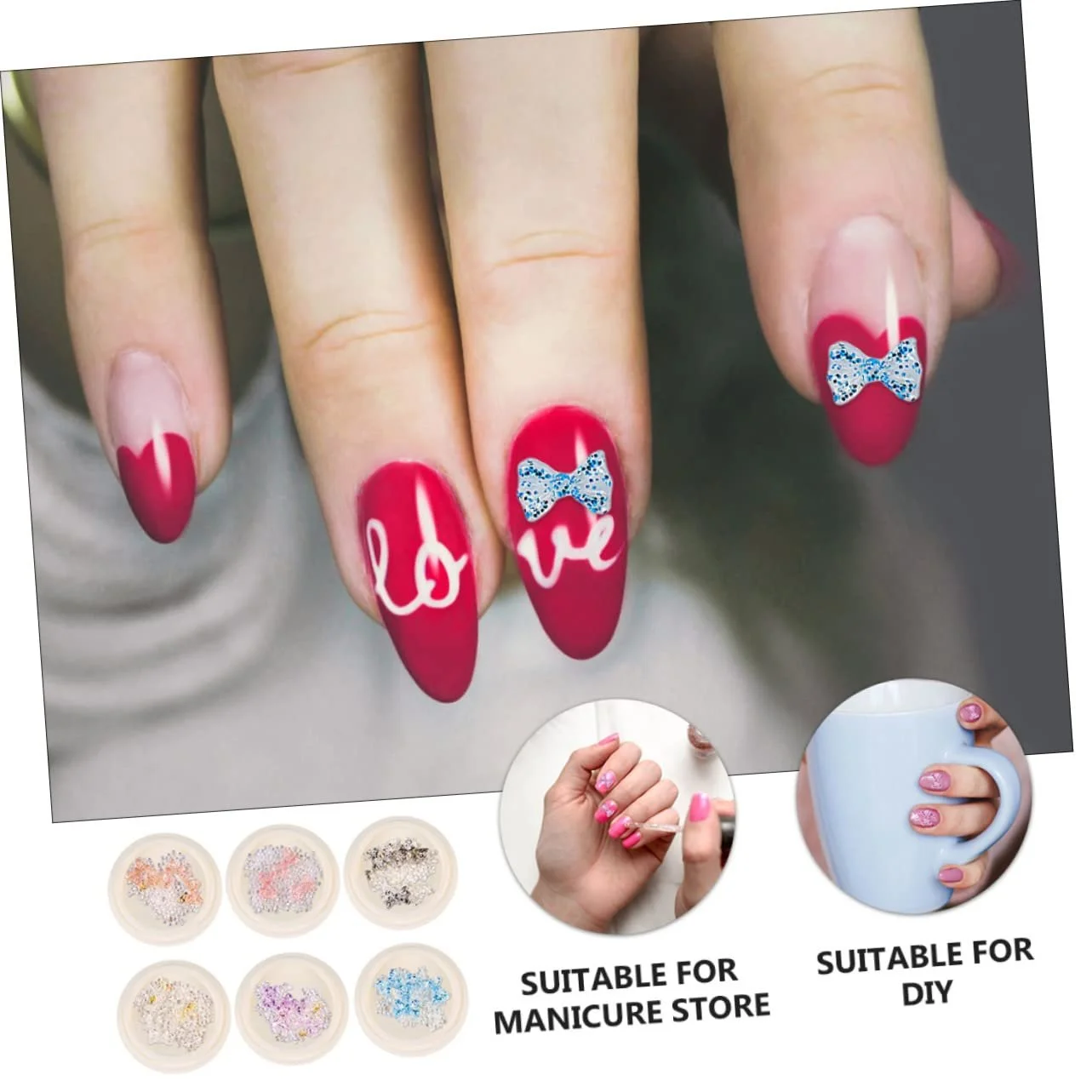 Набір для нігтів (6 коробок) Блискітки Стрази Плоскі Металеві Блискітки для акрилових нігтів, фото №9