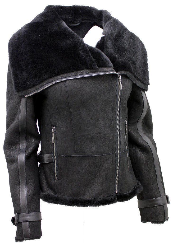 Кожаная Куртка Infinity Leather Женская Короткая Черная Овчина Мерино, фото №3