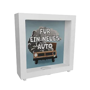 Скарбничка-рамка For a new car дерев'яна з кумедним мотивом - Фото 1