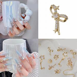 Подвеска Бантик Циркон Звезда Искусство Страз Маникюр Искусство Украшения synthetic.ua - Фото 1