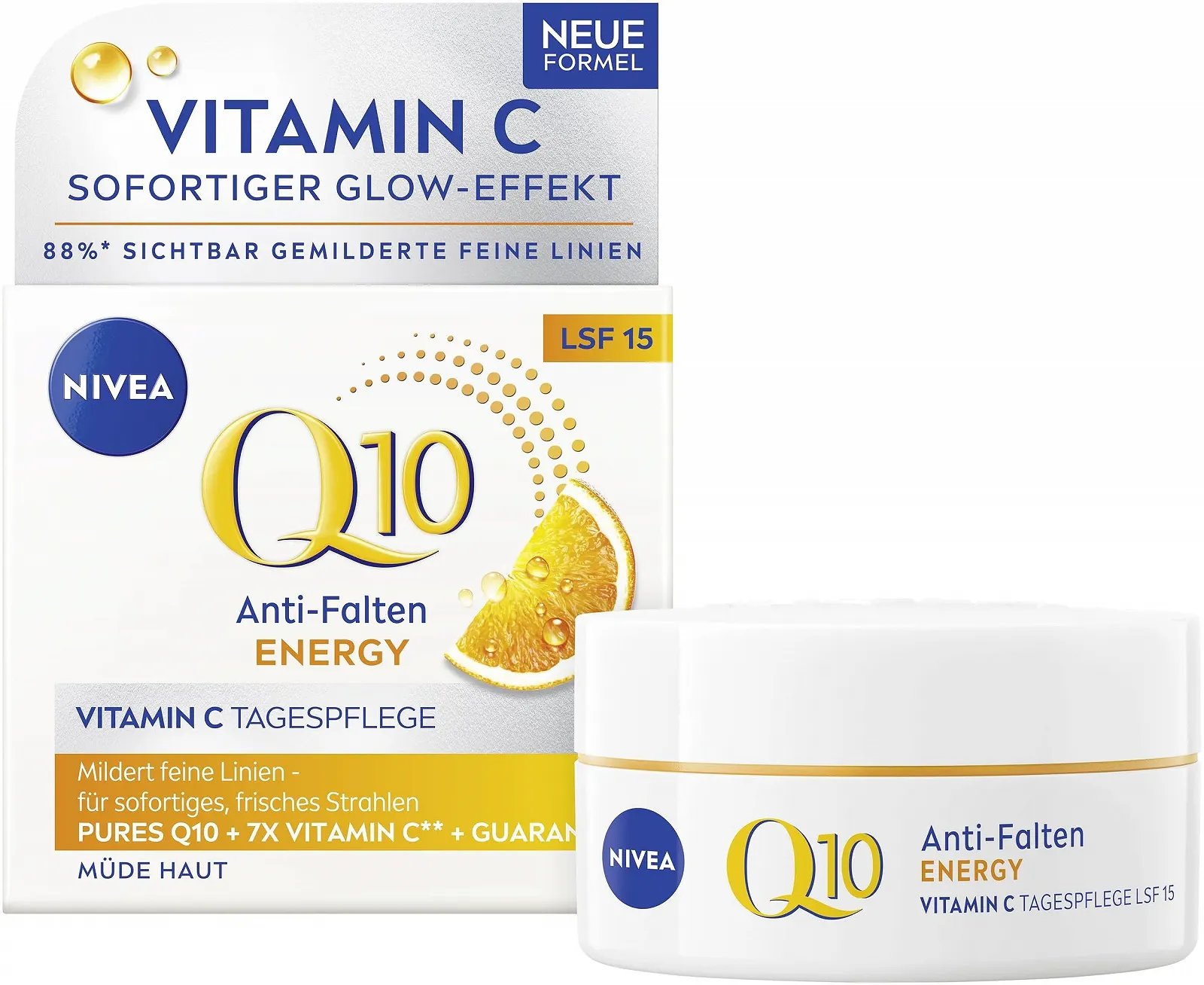 Денний крем для обличчя NIVEA Q10 Anti-Wrinkle Energy з вітаміном C та екстрактом гуарани SPF 15 50 мл, фото №1 Денний крем для обличчя NIVEA Q10 Anti-Wrinkle Energy з вітаміном C та екстрактом гуарани SPF 15 50 мл, фото №1