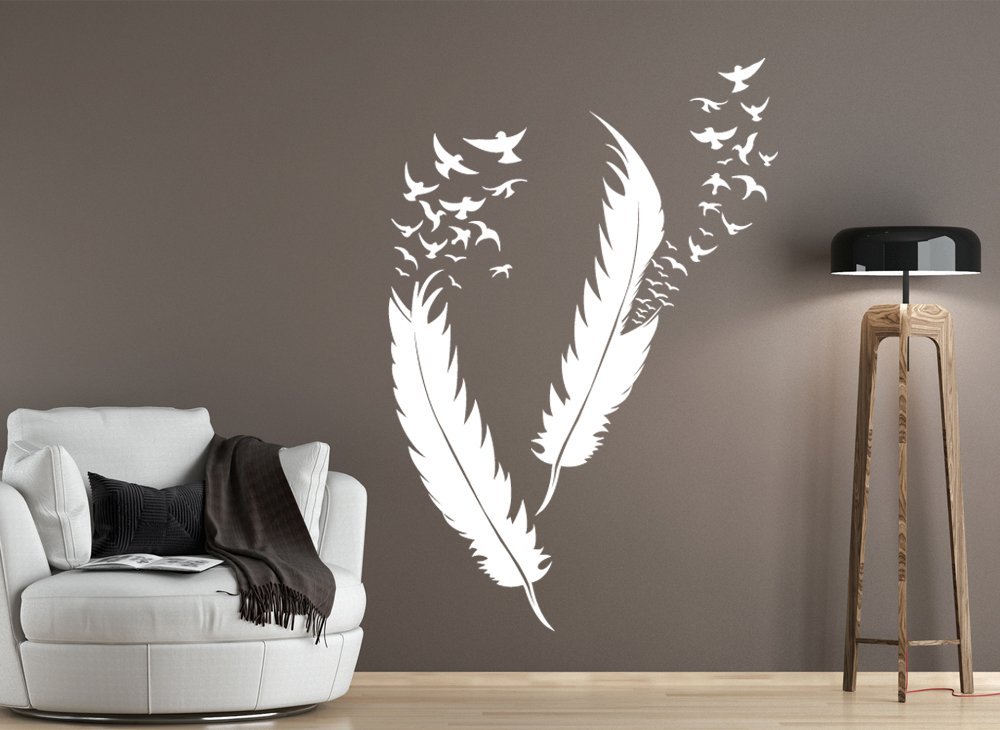 Наклейка на стіну Grandora W5382 Feathers with Birds Біла, фото №3
