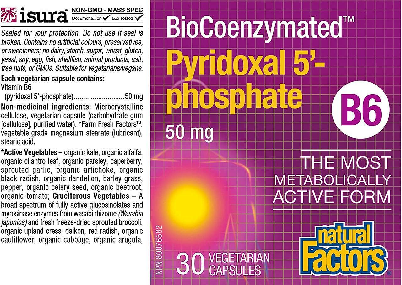 Витамин BioCoenzymated B6 Pyridoxal 5'-Phosphate, 50 mg 30 Vegetarian Capsules, фото №2