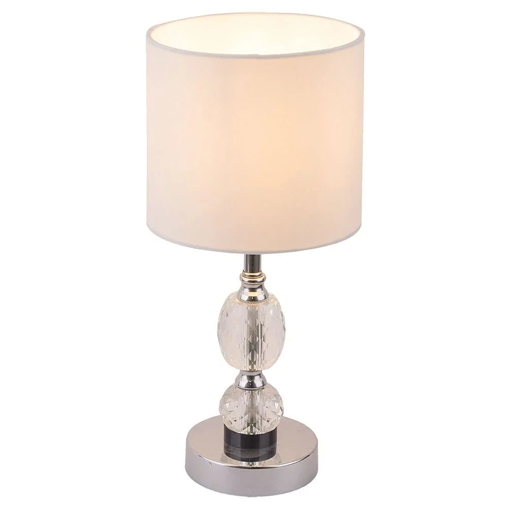 Настольная лампа LED Хрустальная Белая 4 Вт 350 лм 21x47 см Хром/Текстиль, фото №2