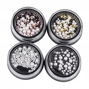 Бісер для нігтів WOONEKY 4 набори Сталеві - Фото 1