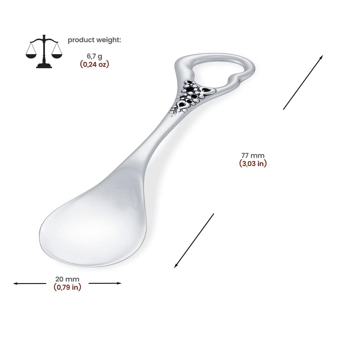 Ложка Срібна з гравіюванням 925 проби, фото №2