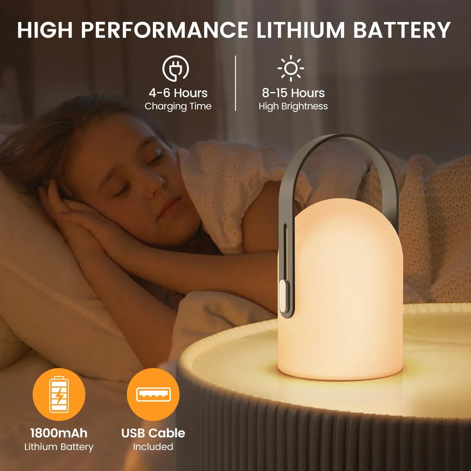 Світлодіодна настільна лампа gabless Бездротова з пультом ДК 16 кольорів IP44 1800 мАг Сіра, фото №4