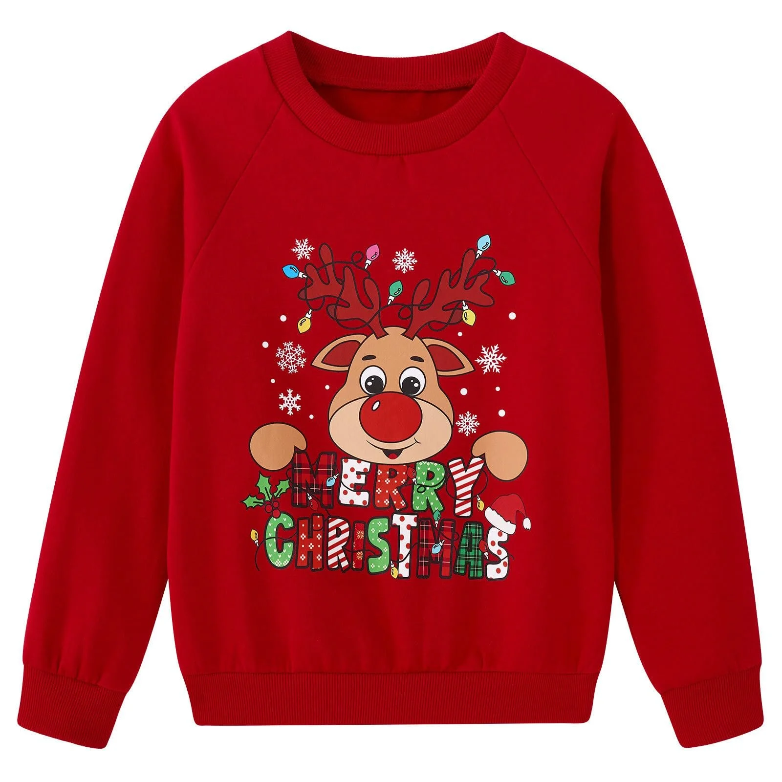 Рождественский джемпер SFreeBo Детский рождественский свитшот Милый 3D-принт Рождественский джемпер для девочек и мальчиков Круглый вырез Длинный рукав Хлопковый рождественский джемпер 4-11 лет, фото №1