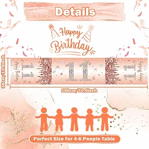 Купити Ранер 11th Birthday Girl 180 x 35 см рожеве золото - Фото 1 Ранер 11th Birthday Girl 180 x 35 см рожеве золото - Фото 1