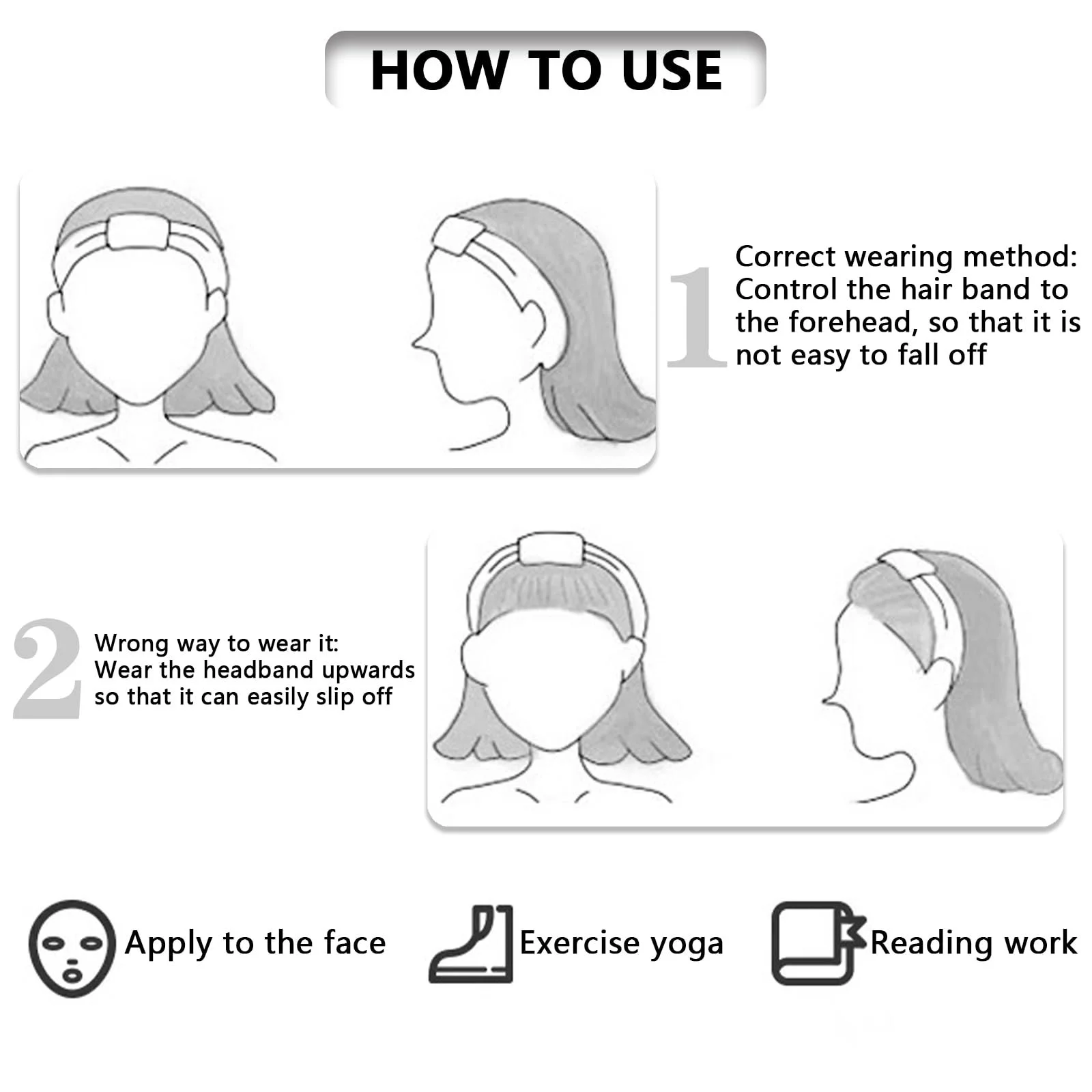 Пов'язка для волосся з бантом для макіяжу, 8 шт, фото №3