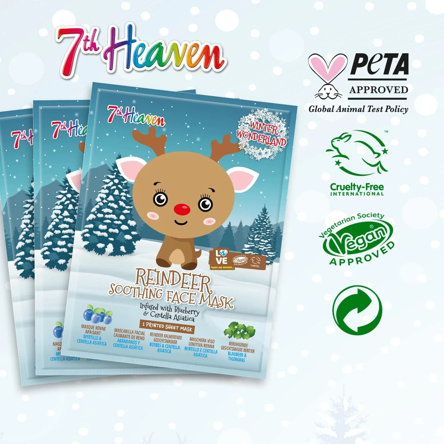 Тканинна маска для обличчя 7th Heaven Winter Wonderland Rentier Зволожуюча, фото №8