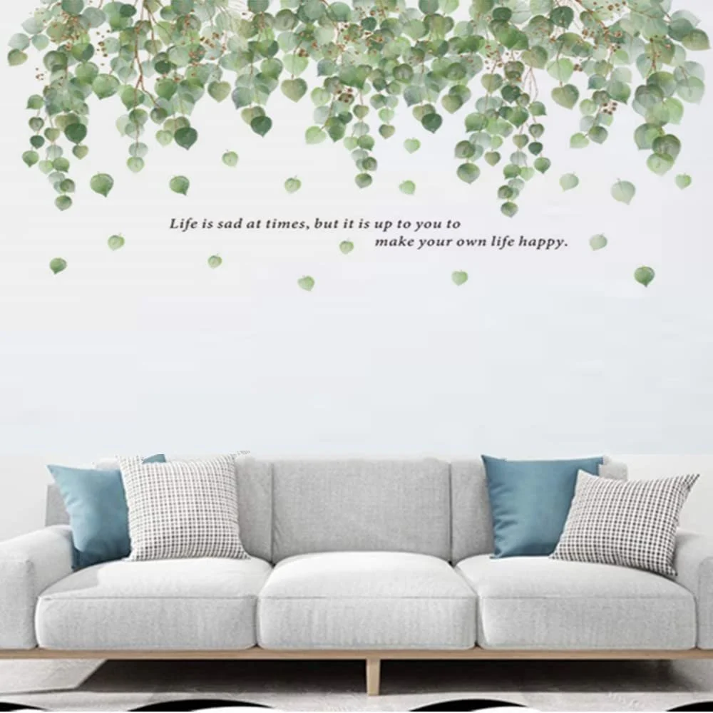 Наклейка на стіну Зелений евкаліпт Ліана Листя Вінілова 2 шт., фото №2