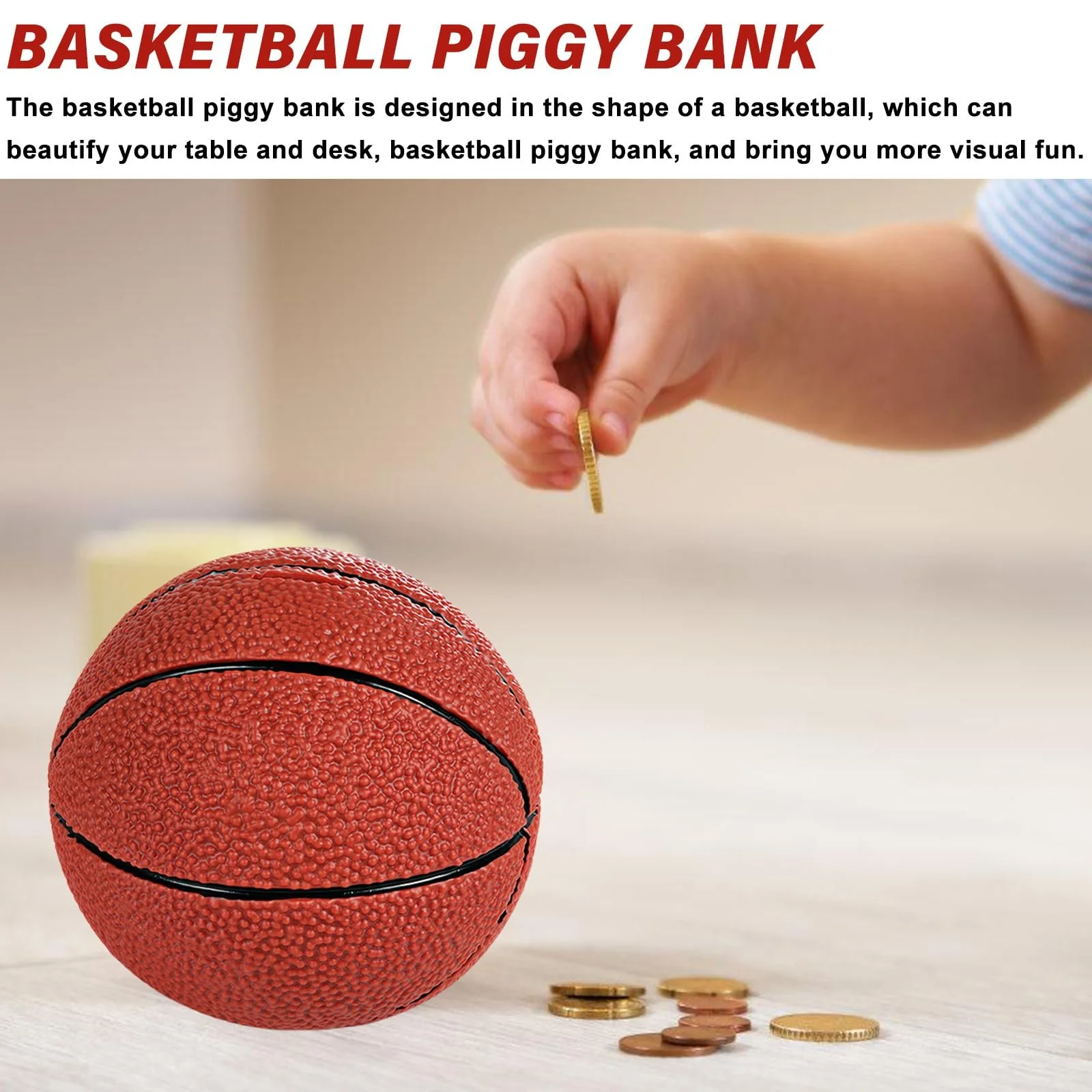 Скарбничка Баскетбольний м'яч 15 x 14 см Червона, фото №3