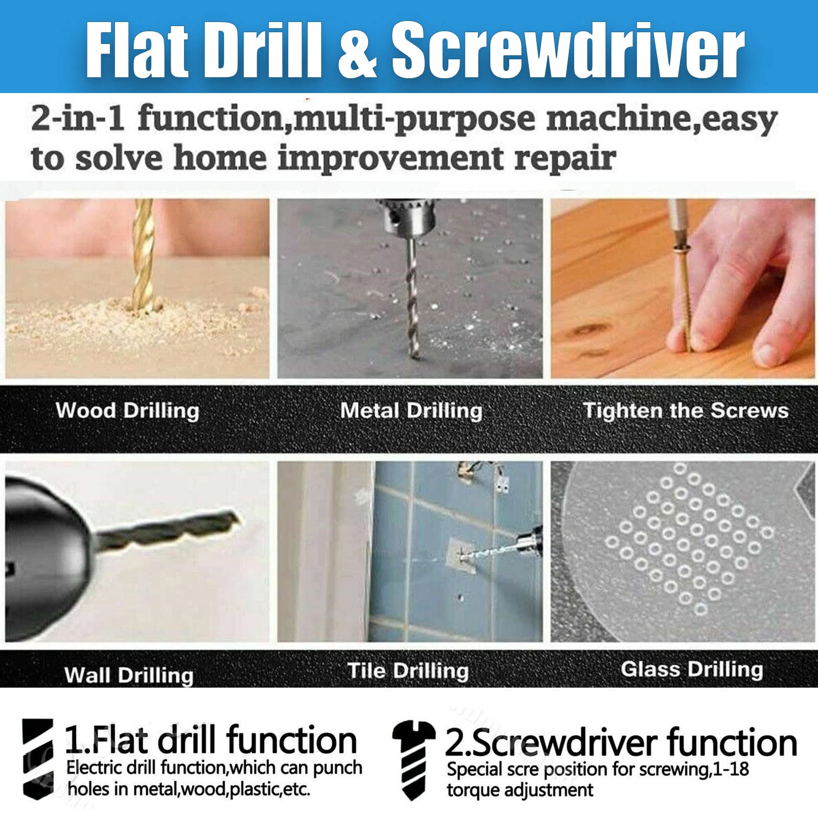 Аккумуляторная дрель 1500 мА·ч 3/8 дюйма Бесключевой патрон 2 скорости Макс 1400 об/мин 25+1 Нм Портативная отвертка с 26 сверлами и кейсом, фото №3