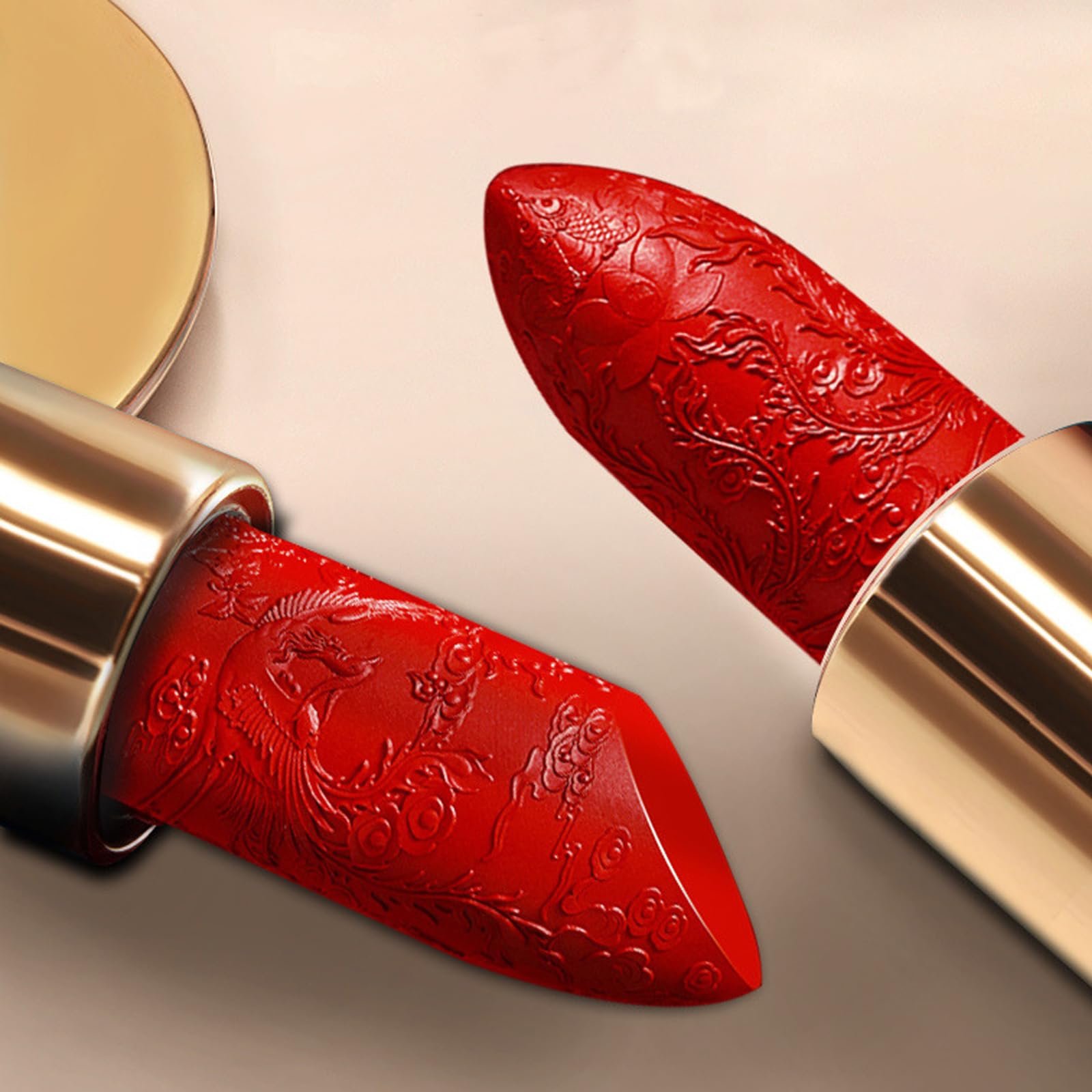 Набор помад Gireatick 5шт Китайский стиль Carving Velvet Matte красная Помада Долговременное увлажняющее макияж подарочный набор, фото №5