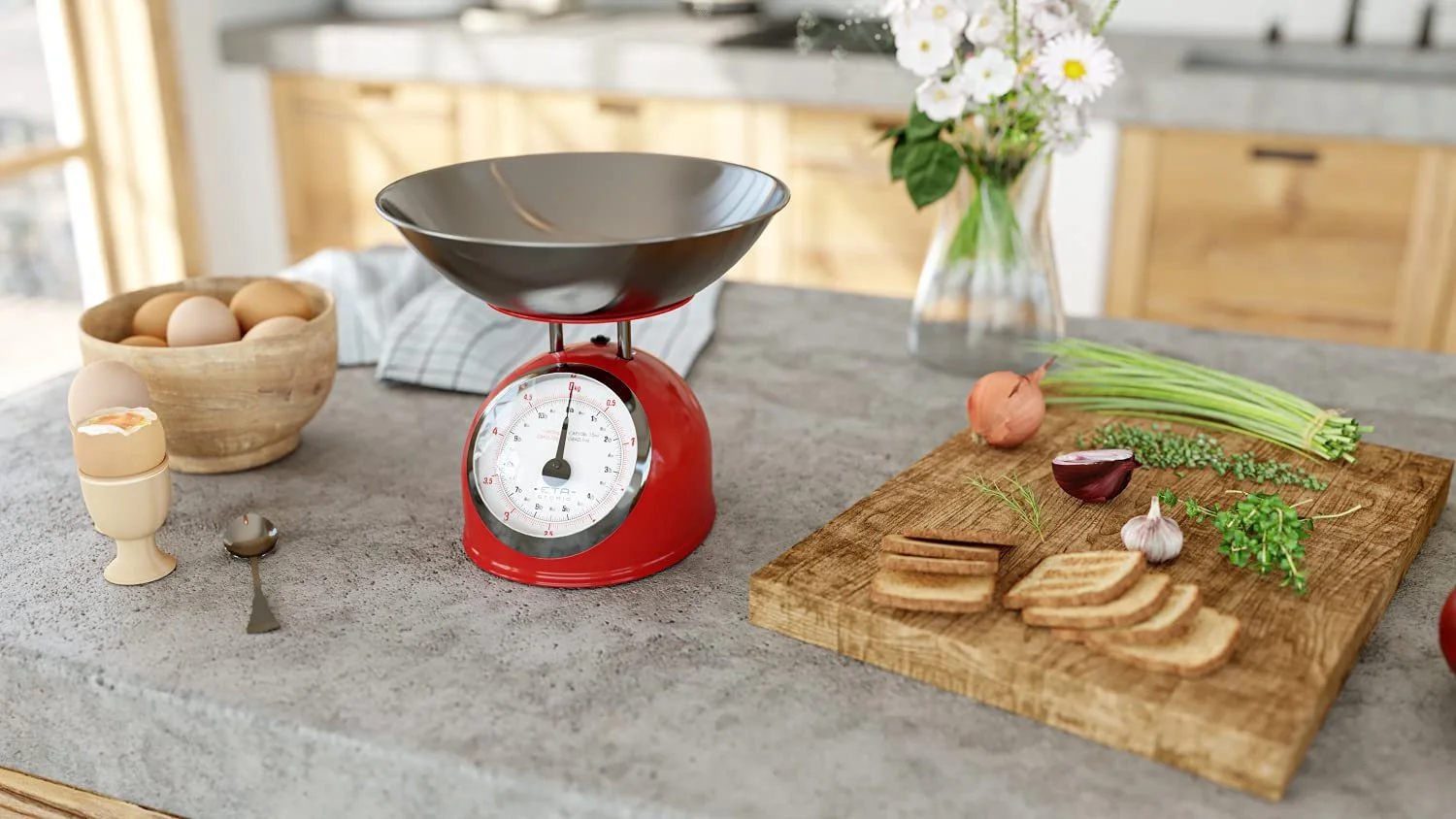 Кухонні ваги ETA Storio Retro Аналогові 5 kg з чашею 2 л Червоні, фото №3